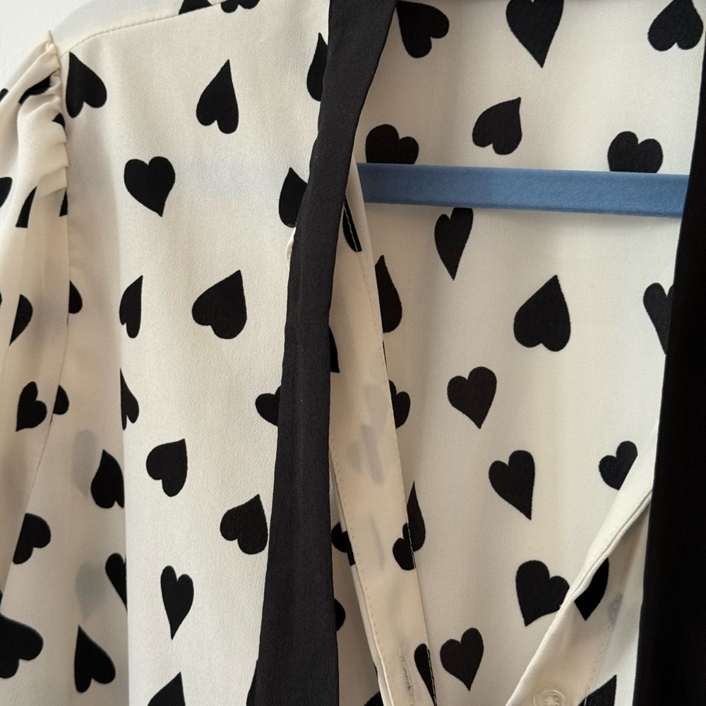 Eloquii Black and White Heart Print Blouse - Picture 6 of 10